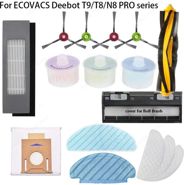 Ecovacs Deebot Ersatzteil-Set mit Hauptbürste, Filter, Mop und Seitenbürsten für T8 AIVI, T8 Max, T8, T9 Power/Max, N8 Pro Plus und N8 Pro Roboterstaubsauger - Bild 1