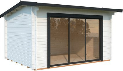 PALMAKO Gartenhaus Ines aus Fichtenholz in Weiss mit Satteldach und inklusive Fußboden, B/T/H: 434 x 379 x 250 cm - Bild 1