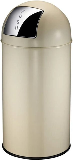 PROREGAL Abfallbehälter aus Metall mit Pushdeckel und Inneneimer, Creme, H x B x T: 74 x 34 x 34 cm - Bild 1