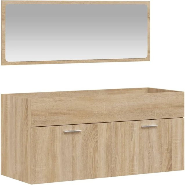 vidaXL Badschrank mit Spiegel in Sonoma-Eiche, Wandmontage, B/H/T: 38,5 x 46,0 x 2,0 cm - Bild 1