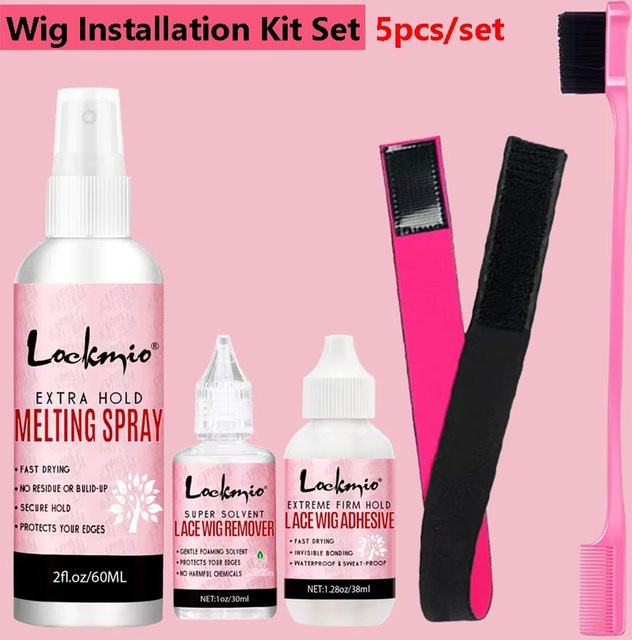 LOCKMIO Perückeninstallationsset für Damen, Schmelzspray, Kleberentferner, Bürstenkopfband - Bild 1