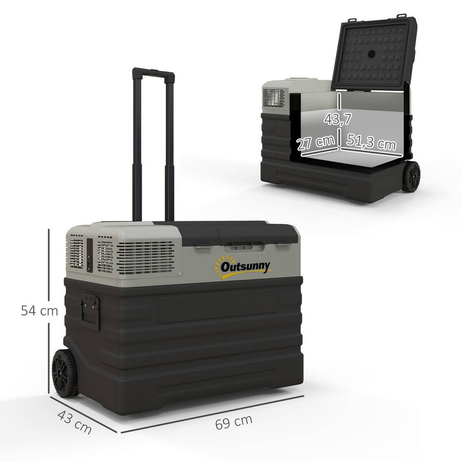 Outsunny Kompressor Kühlbox in Schwarz und Grau aus Kunststoff und Stahl, B/H/L: 43 x 54 x 69 cm - Bild 3