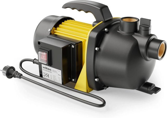 Wiltec Gartenpumpe Gelb mit 600W Leistung und 2800L/H Förderleistung für Teich und Regenwasser - Bild 1