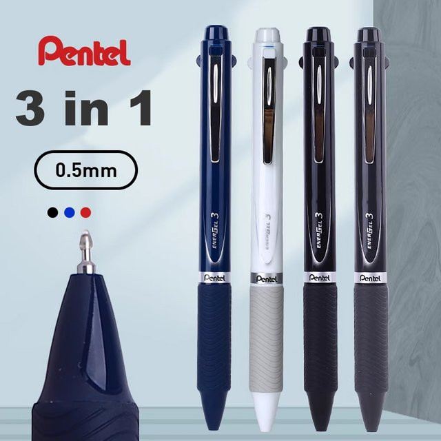 Pentel Energel 3-in-1 Mehrfarb-Gel-Kugelschreiber mit 0,5 mm Spitze in Schwarz, Rot und Blau - Bild 1