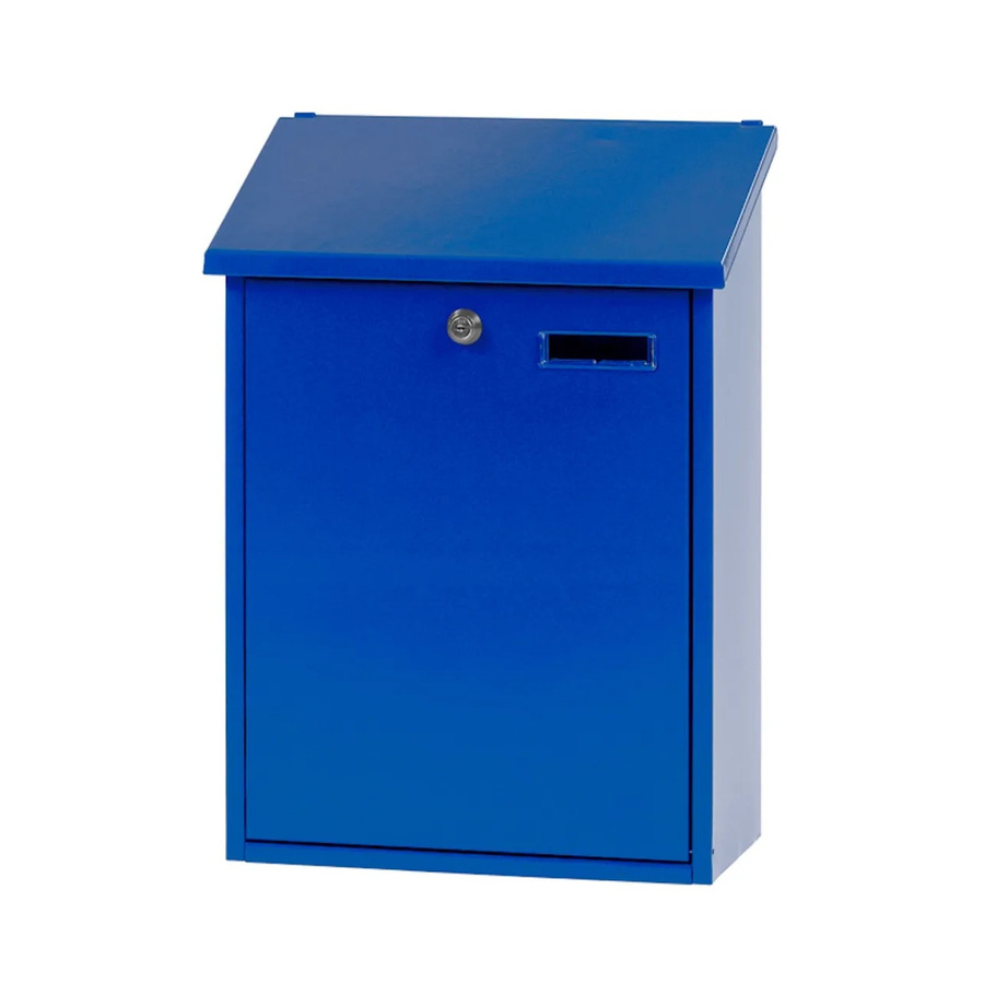 Wandbriefkasten Sebastian von PROREGAL mit Schrägdach und Namensschild in Blau, H x B x T: 44,5 x 32,5 x 16 cm, Einwurföffnung 30 x 4 cm - Bild 2