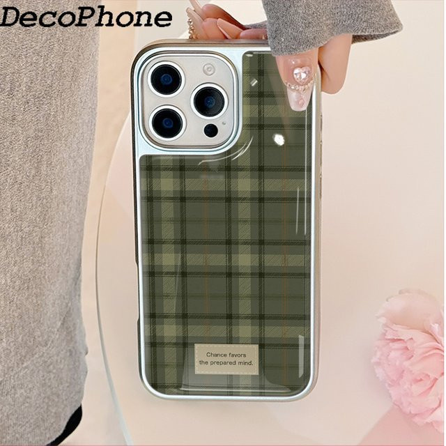 DecoPhone Sturzsichere Epoxy-Handyhülle mit grünem Karomuster für iPhone 11 bis iPhone 17 Pro Max AIR PLUS - Bild 1
