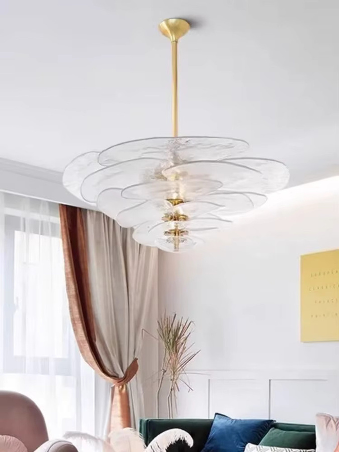 ZHUOYU Kronleuchter im Retro-Stil aus Glas und Metall in Rosa und Transparent für Schlafzimmer, Wohnzimmer und Esszimmer - Bild 1