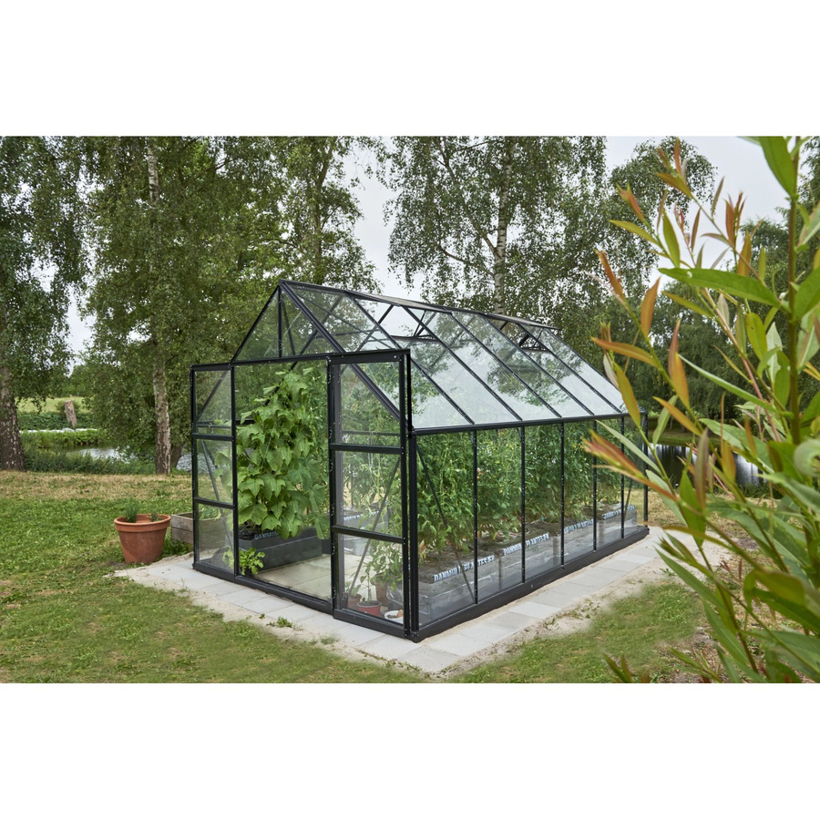 Halls Gewächshaus Universal mit Sicherheitsglas und Aluminiumrahmen in Schwarz mit 9,9 m² Fläche - Bild 2