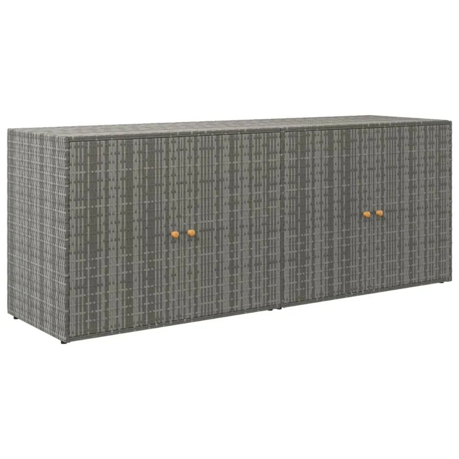 vidaXL Gartenschrank aus Poly Rattan in Grau mit Akazienholz-Elementen, Höhe: 198 cm, Breite: 80 cm, Tiefe: 55,5 cm - Bild 2