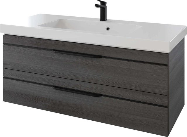 Pelipal Waschbeckenunterschrank Quantum 05 in Graphit mit Struktur quer, Breite: 119 cm, Tiefe: 48 cm - Bild 1