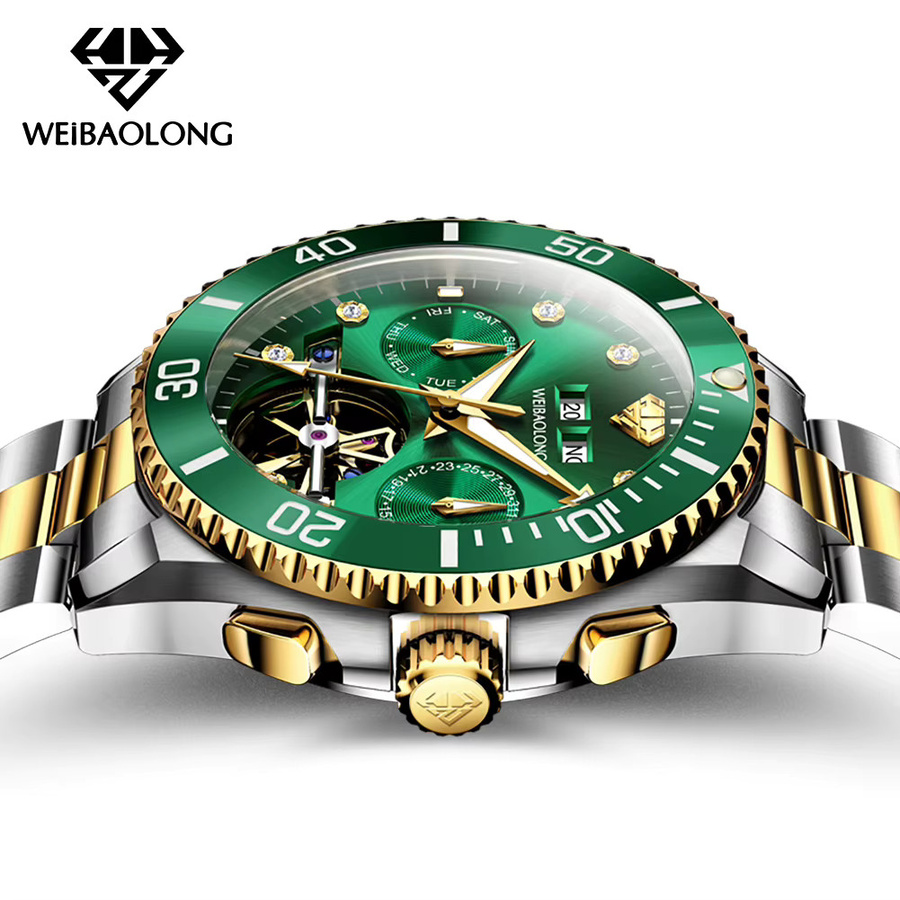 WEIBAOLONG Armbanduhr Automatik, Edelstahl, Silver Green, Herren - Bild 4