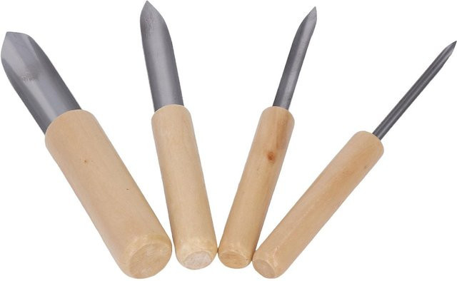 GoolRC 4er-Set Tonloch-Schneider aus Edelstahl und Holz mit Griff in Beige für Keramik und Ton - Bild 1