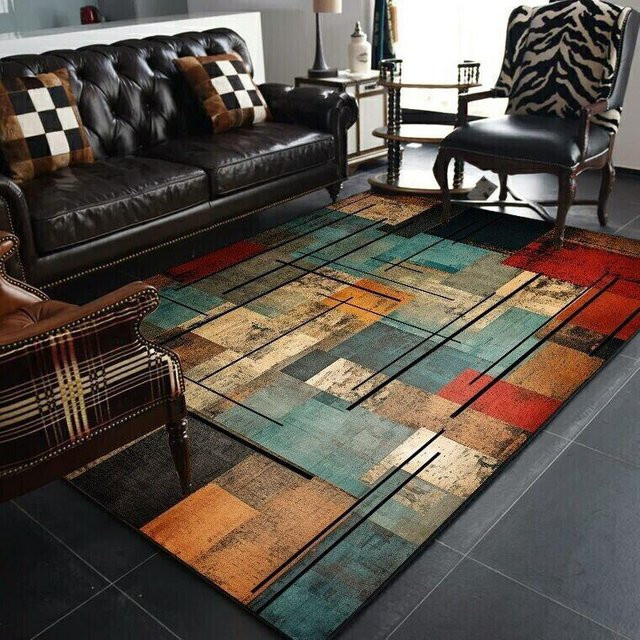 Karpetti Teppich mit abstraktem geometrischem Design in Multicolour, Nordisch Retro Stil, rutschfest und waschbar, B/T: 80 x 120 cm - Bild 1