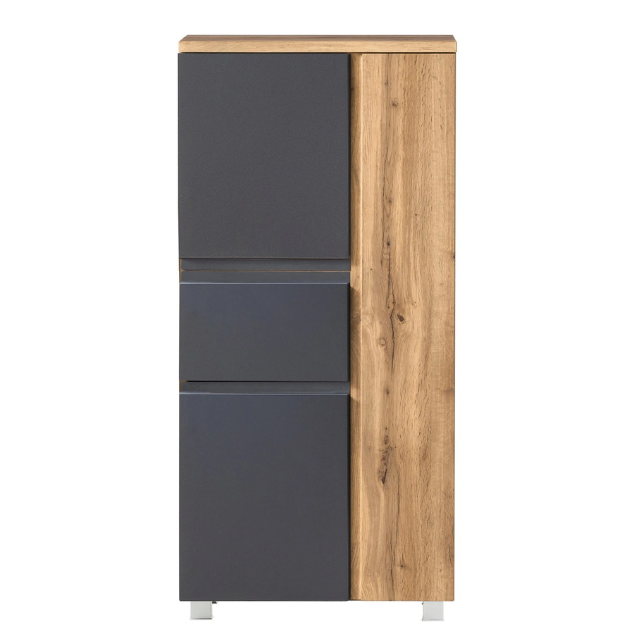 Held Möbel Midischrank Ancona in matt Grau-Wotaneiche mit Soft-Close-Türen, B/T/H: 65 x 35 x 130 cm - Bild 2
