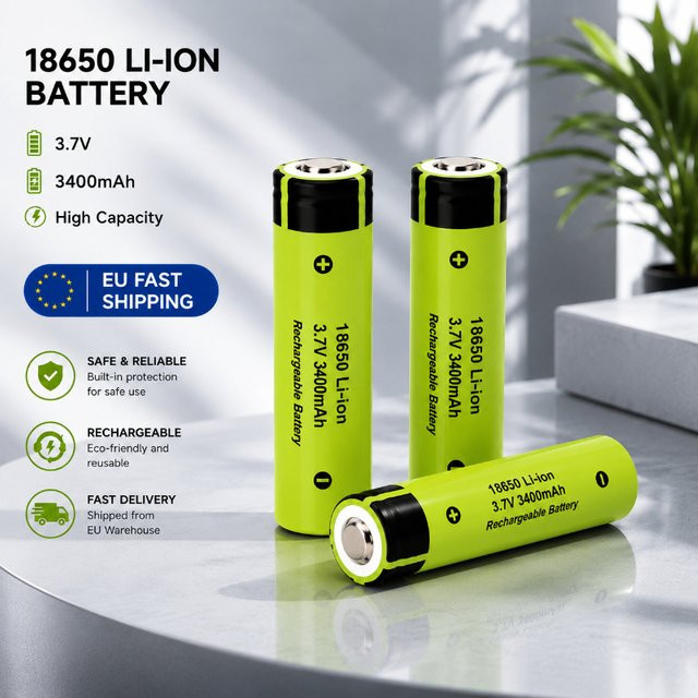 Ryobi 18650 Li-Ionen-Batterie 3,7V mit 3400mAh und Stiftkontakt in Grün - Bild 1