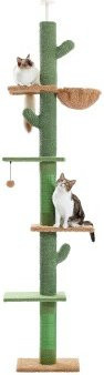 Pawz Road Kratzbaum deckenhoch in Grün mit Hängematte, integriertem Spielzeug und ersetzbarem Sisal - Bild 1