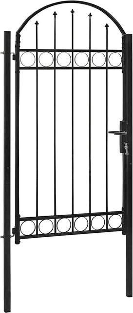 vidaXL Zauntor aus Stahl mit gewölbter Spitze in Schwarz, B: 100 cm, H: 250 cm - Bild 1