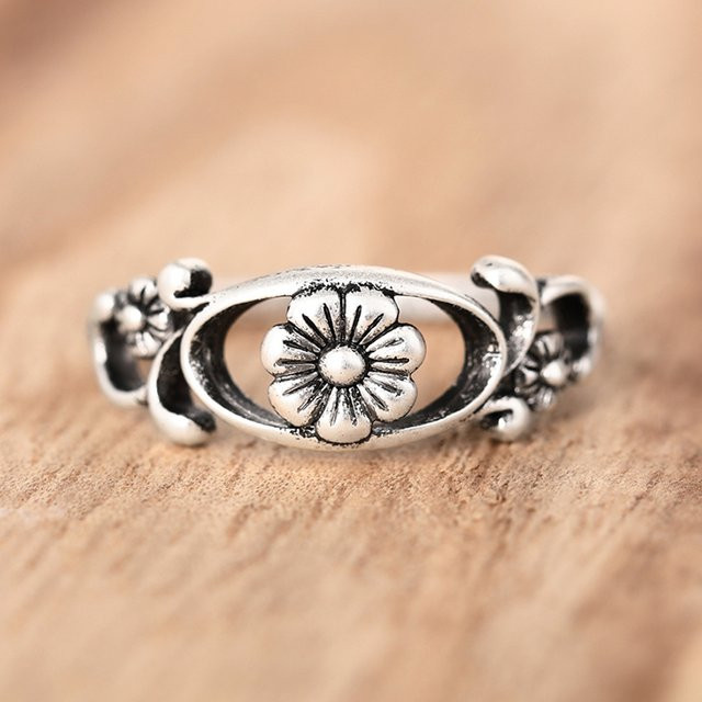 Huitan Damenring, Edelstahl, Silber, Blumen - Bild 1