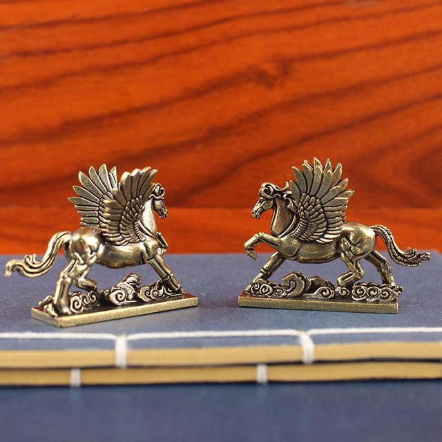 Metallhandwerk Chinesisches Sternzeichen Pferd Statue in Bronze als Desktop-Dekoration für Wohnzimmer und Teetisch - Bild 1