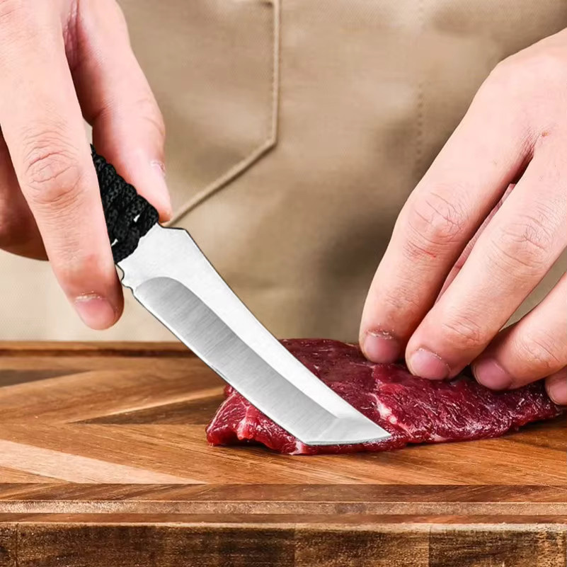 GuanQi Handgeschmiedetes Ausbeinmesser in Silber zum Schneiden von Fleisch, Fisch und Gemüse - Bild 5