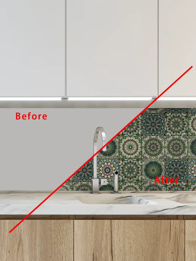 Wasserdichter Küchensticker in Grün mit grünem Mandala-Design zur Wandgestaltung und Hintergrundverschönerung - Bild 4