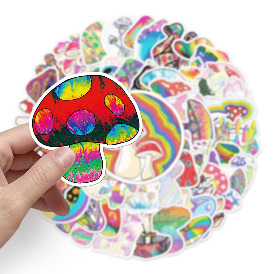 50 Bunte Pilz-Doodle-Cartoon Aufkleber Multicolour - Bild 2