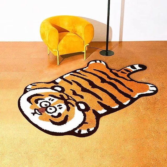 VIKAMA Bodenmatte im Tiger-Design aus Imitations-Kaschmir als dekorativer Teppich für Innenräume und Eingangsbereiche - Bild 1