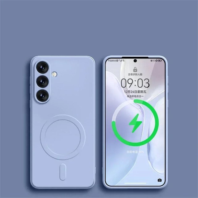 Magnetisches Flüssigsilikon Ladecase für Samsung Galaxy S26 S25 S24 S23 S22 Ultra mit MagSafe Kompatibilität, stoßfeste Hülle, Violett - Bild 1