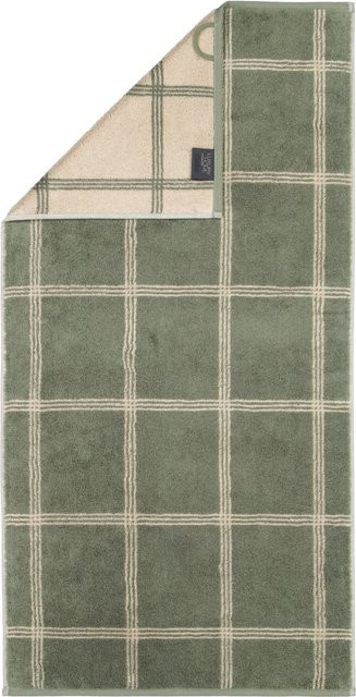 Handtuch TWO-TONE von cawo in Grün mit modernem Graphic-Design aus Baumwoll-Terry und Oeko-Tex Standard 100 Zertifizierung - Bild 1