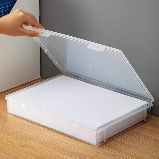 GJCUTE Akten-Organizer-Box mit Deckel für A4 Dokumente, transparent aus Kunststoff - Bild 1