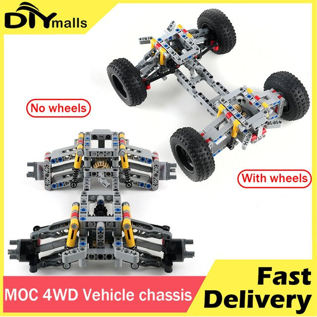 D220 MOC 4WD Allradantrieb Chassis mit unabhängiger Federung und Differential Lenkachse aus Kunststoff für Technik-Bausteine-Autos - Bild 1