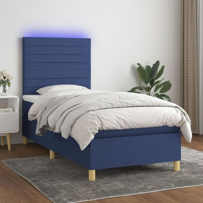 vidaxl Boxspringbett mit Matratze in Blau aus Stoff B/T/H: 90 x 190 x 118 cm - Bild 1