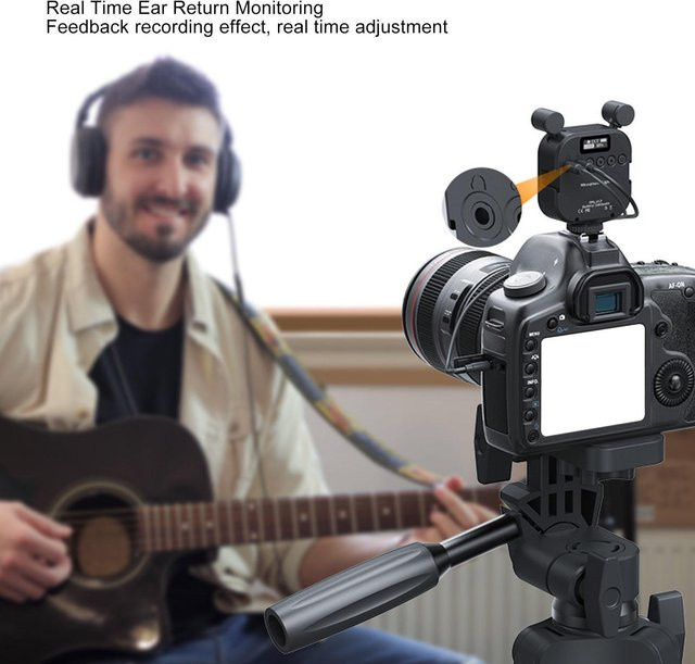 Igeteck Dual-Mikrofon-Fülllampe mit Stereo-Mikrofon und 10 Helligkeitsstufen in Schwarz für mobile Videokonferenzen - Bild 1