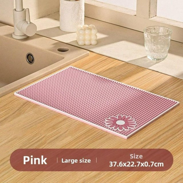 XYNN Silikon Küchen-Abtropfmatte und Bar-Matte in Rosa, schnelltrocknend und rutschfest - Bild 1