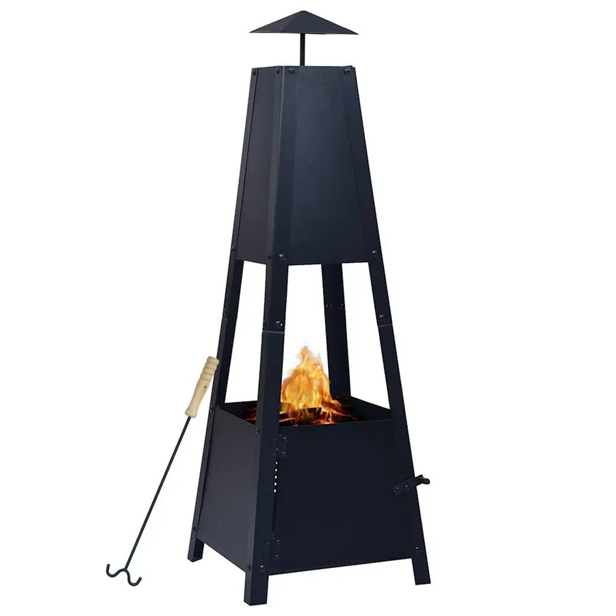 vidaXL Feuerstelle aus Stahl in Schwarz, H x B x T: 99 x 35 x 35 cm - Bild 2