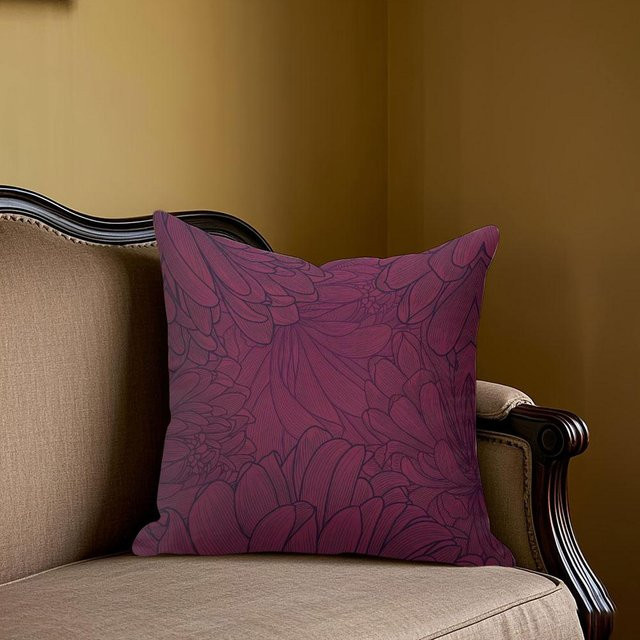 Potdemiel Jacquard Kissenbezug mit Blütenblatt-Design in Bordeauxrot, B/H: 50 x 50 cm - Bild 1