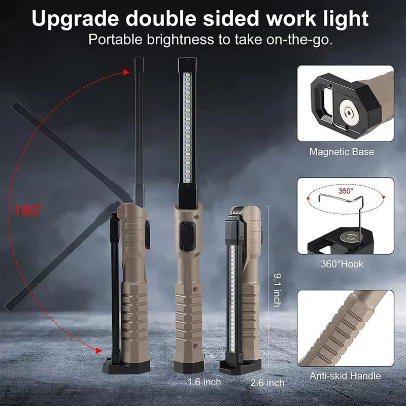 Heinast USB wiederaufladbare LED-Arbeitsleuchte in Schwarz mit 1000 Lumen, COB-Laterne mit Betriebskapazitätsanzeige und Griff für Autoreparaturen und Outdoor-Einsätze - Bild 5