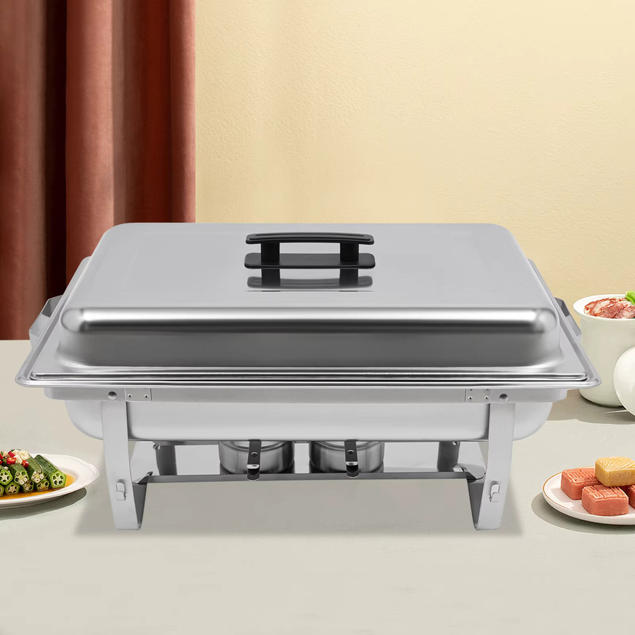 3-teiliges Buffet-Chafing-Dish-Set Bymaocar aus Edelstahl in Silber, 5L Speisenwärmer mit Wasserbehälter und Brennstoffhalter für Catering und Partys - Bild 2