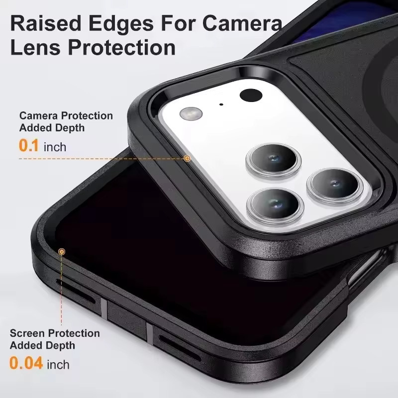 Otter Militärische Schwerlast-Schutzhülle mit Magnetverschluss und MagSafe Bumper Box für iPhone 17 16 15 14 13 Pro Max in Schwarz und Rot - Bild 3