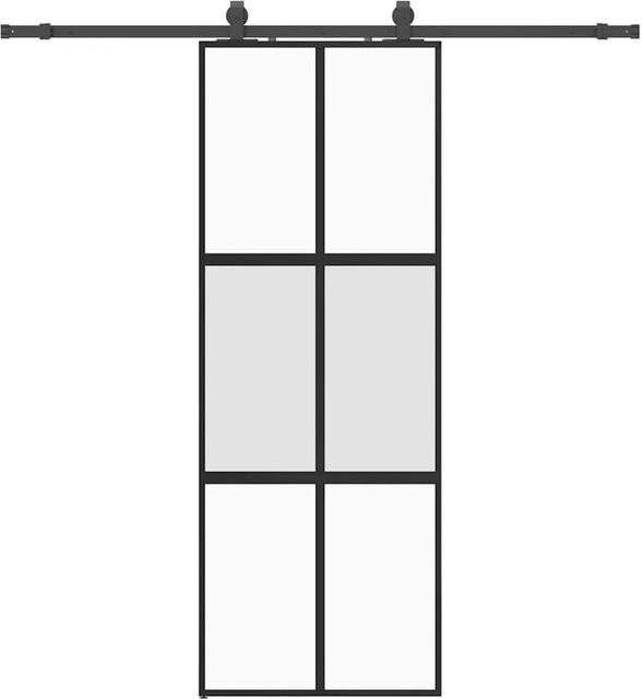 vidaXL Schiebetür aus Hartglas mit Beschlag in Schwarz, B: 76 cm, H: 205 cm - Bild 1