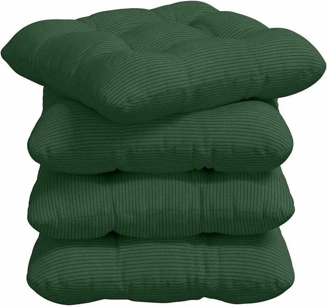 vidaXL Sitzkissen 4er Set aus Cordstoff in Dunkelgrün, B/B/B: 45 x 45 x 4 cm - Bild 1