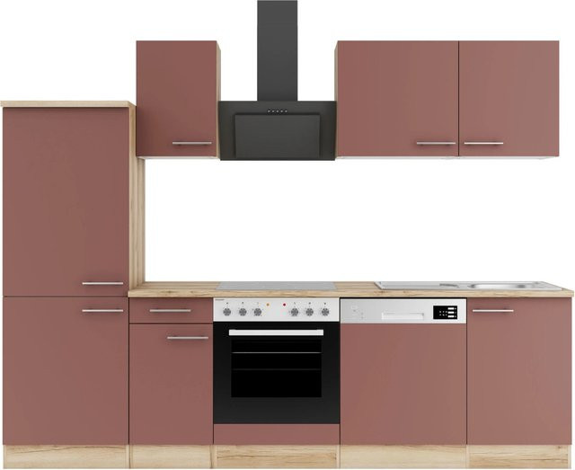 OPTIFIT Küchenzeile Bari407 in Rostrot mit modernem Design und melaminbeschichteten Qualitätsspanplatten, Breite: 270 cm - Bild 1