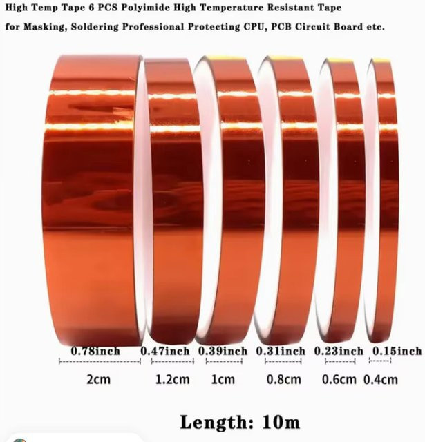 Polyimid PI-Klebeband in Orange für 3D-Drucker, Sublimation und Elektronik-Reparatur, hochtemperaturbeständig und rückstandsfrei - Bild 1