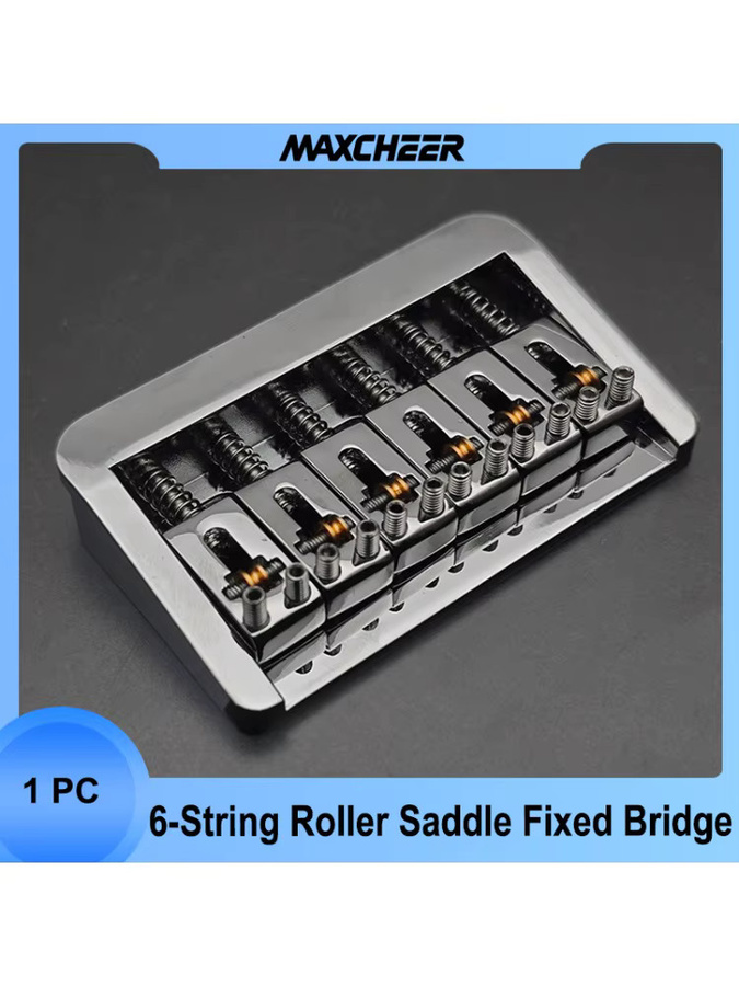 MAXCHEER 6-saitige Rollen-Sattelbrücke für Gitarren, feste Heckbrücke mit Saitenkörper durch Saitenraum, B/T: 74 x 45 mm, Farben: Schwarz, Gold oder Chrom - Bild 5