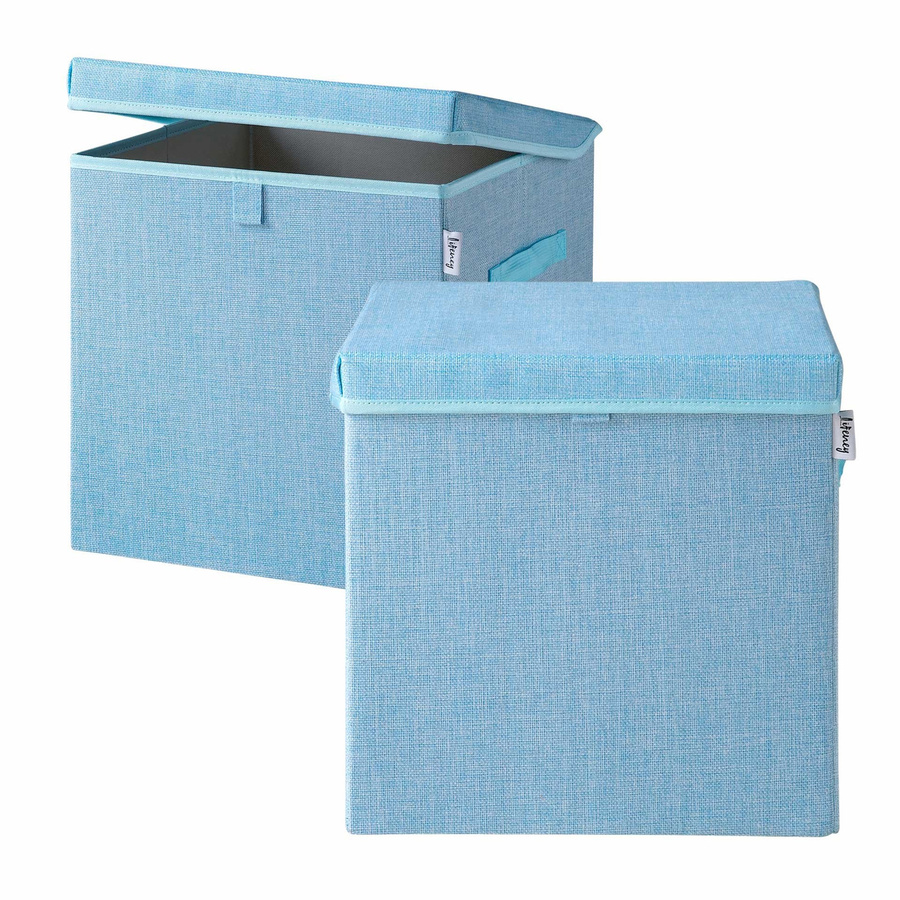 Lifeney Aufbewahrungsbox 2er-Set mit Deckel und Griffen, Blau, Stoff, B/T/H: 33 x 33 x 33 cm - Bild 1