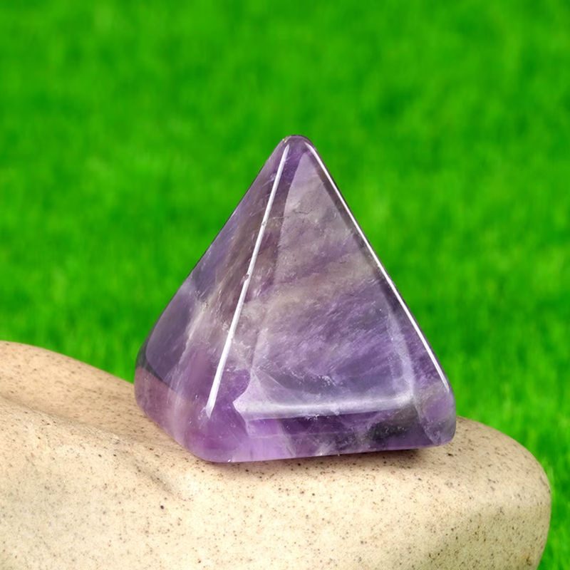 Pyramiden aus Naturstein Amethyst Tigerauge und klarem Quarz in Lila, Braun und Transparent, Geometrische Deko-Ornamente für deine Wohnkultur, B/H: 18 x 20 mm - Bild 5