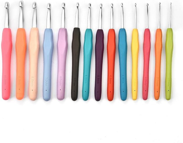 Ergonomische Häkelnadeln mit Gummigriff für Handarbeit in verschiedenen Farben, 2-10mm - Bild 1