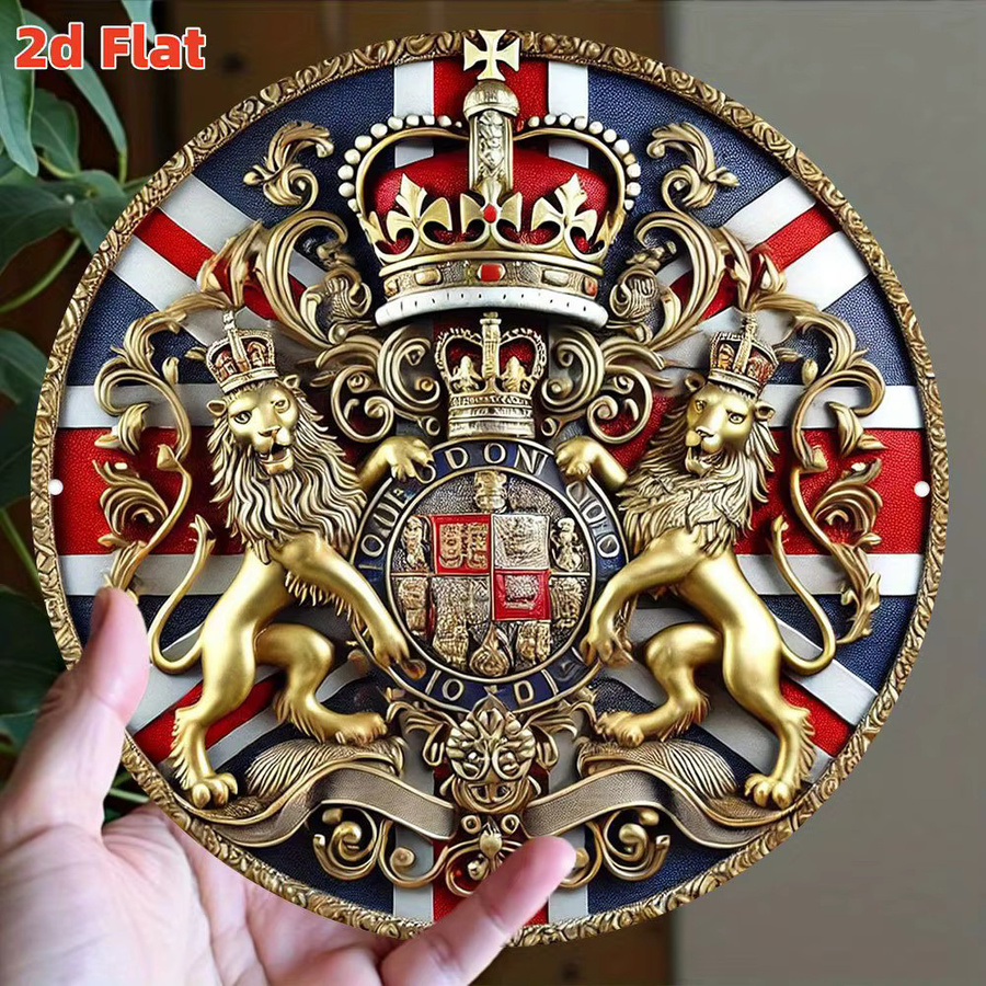 Potdemiel British Crown Badge Metallaufkleber im Antik-Stil, B/B: 19,79 x 19,79 cm, Mehrfarbig - Bild 4
