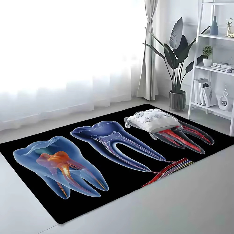 52TOYS Flanell-Fußmatte mit Dentist Tooth Room Muster in Multicolour, rechteckige Bodenmatte für Badezimmer und Wohnzimmer, B/T: 60 x 40 cm - Bild 2