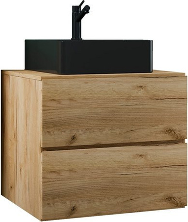 VCM Waschplatz-Set Lendas 2-tlg. aus Holzwerkstoff und Keramik in Braun und Schwarz, Breite: 60 cm